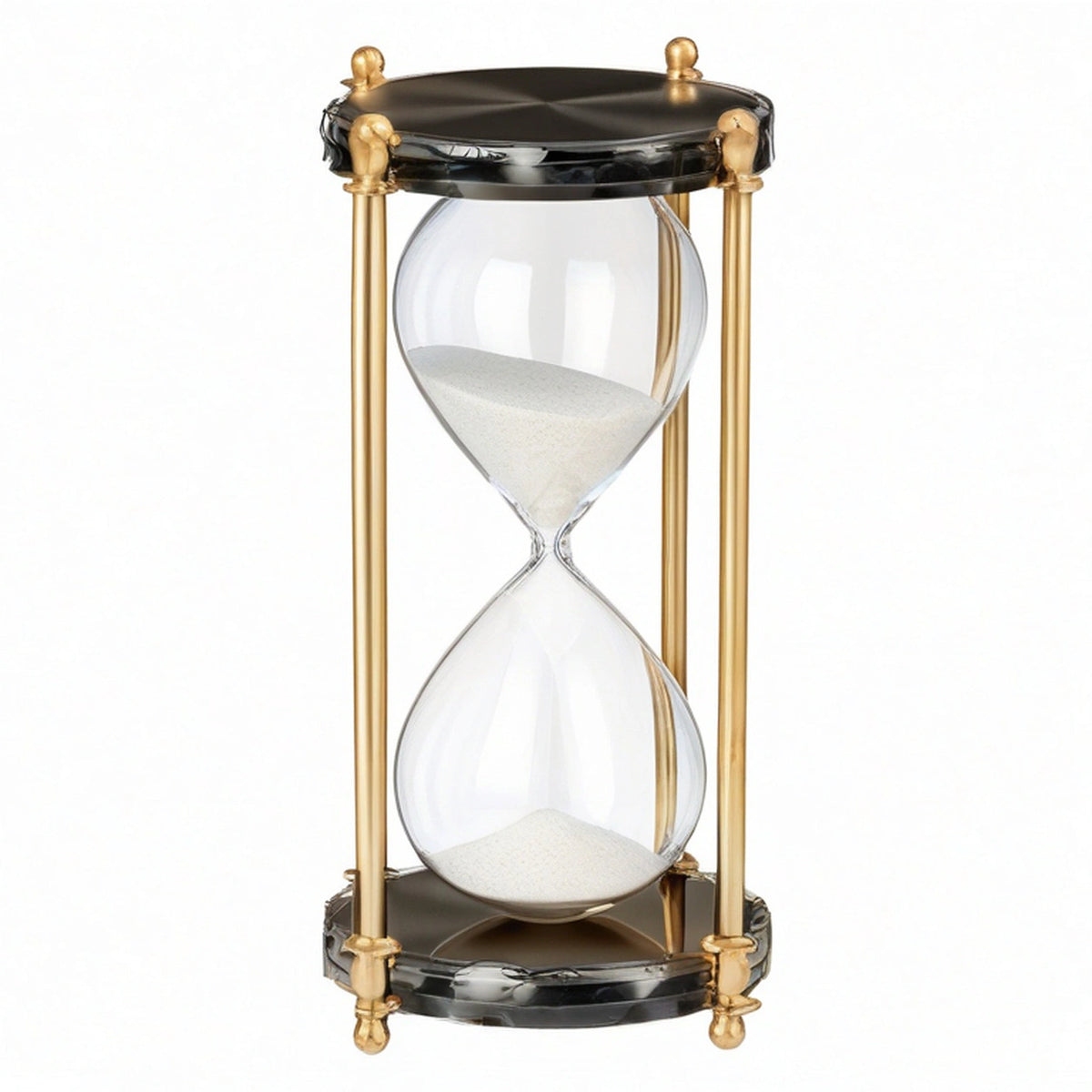 Clessidra Decorativa in Vetro e Metallo Grigio e Oro