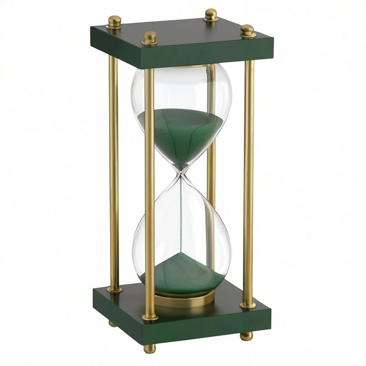 Clessidra Decorativa Verde in Vetro e Ottone