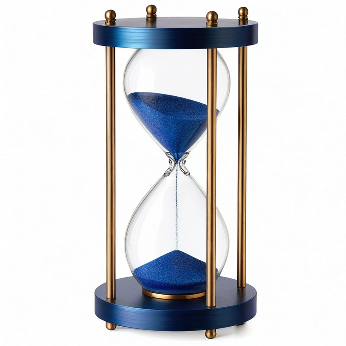 Clessidra Decorativa Vetro Ottone Sabbia Blu 60 Minuti
