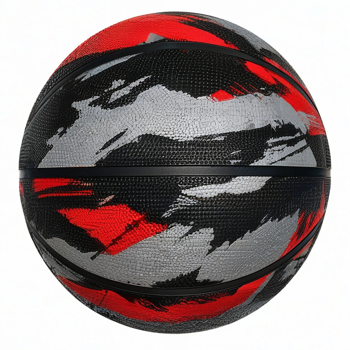 Pallone da basket camouflage nero, rosso e grigio