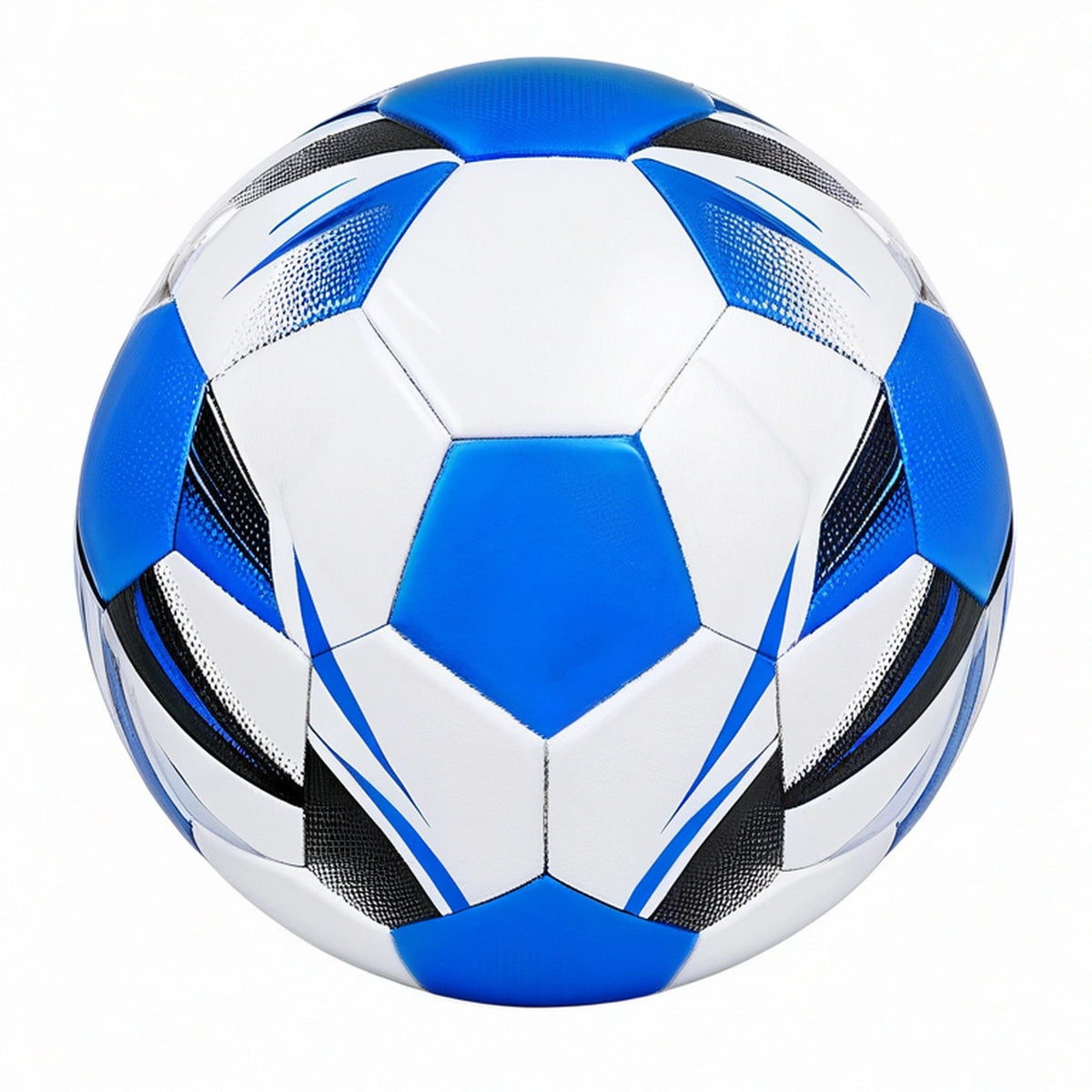 Pallone da calcio misura 5 bianco e blu con cuciture