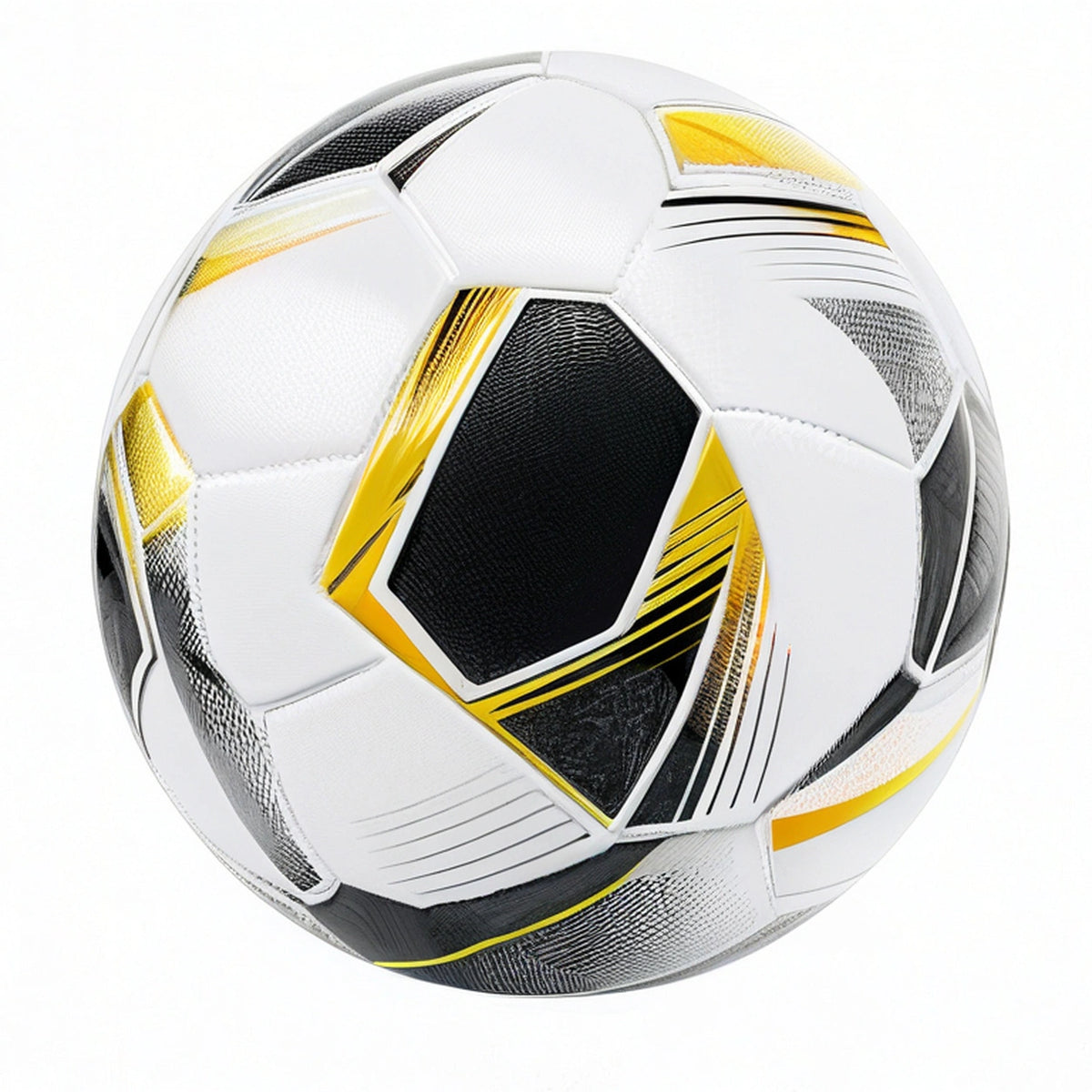 Pallone da Calcio Bianco Nero Giallo con Design Aerodinamico