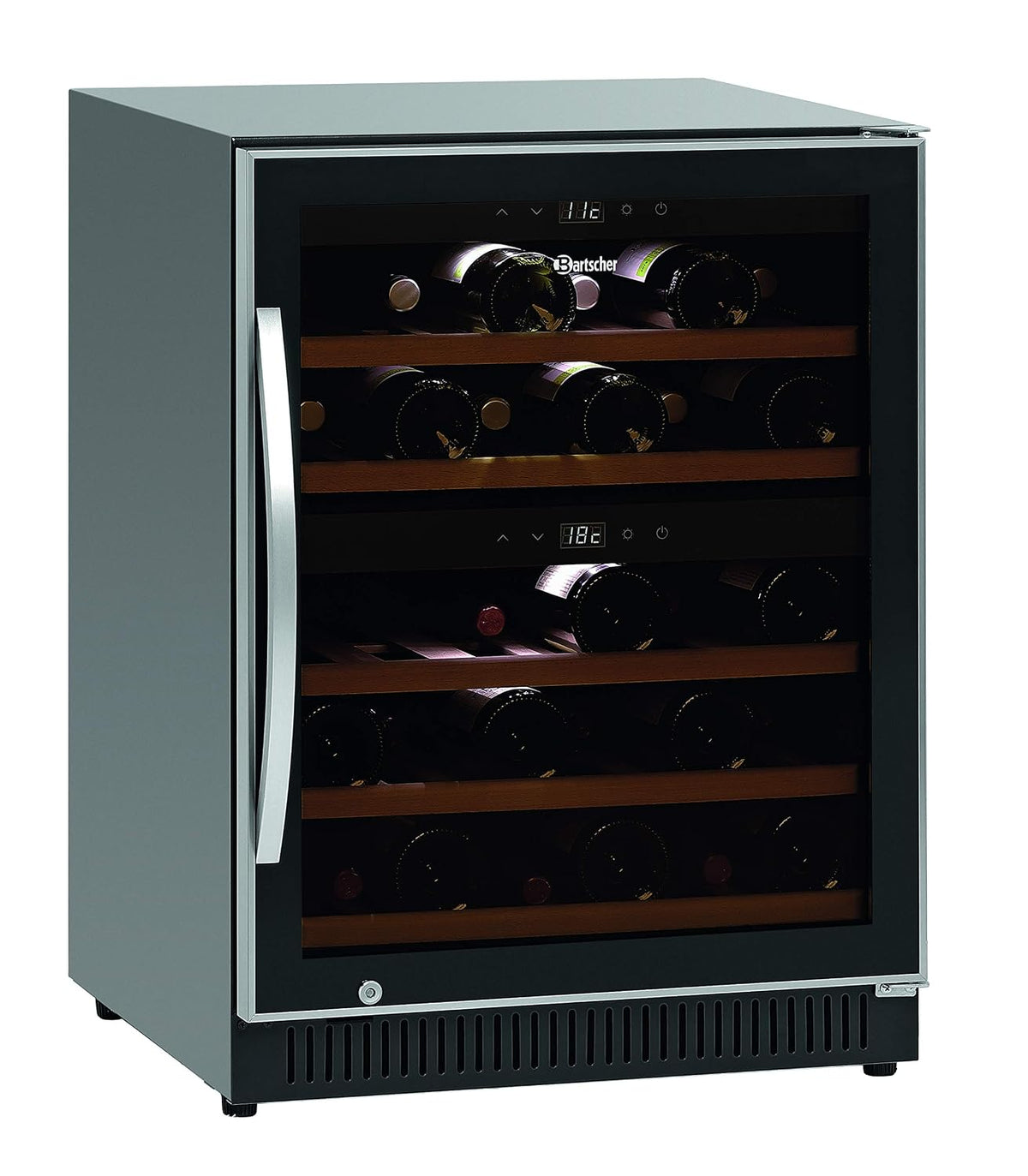 Cantinetta vino, Bartscher, 40 Bottiglie, 40 L, 1000 W, Nero, illuminazione LED