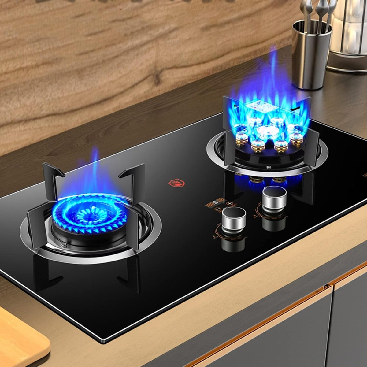 THEGA, Piano cottura a gas, 4.5 kW, Nero, timer