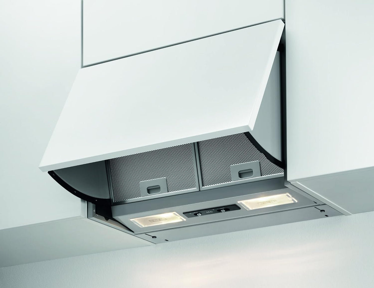 Cappa aspirante, DEB2631S, AEG, 60 cm, Bianco, alluminio, illuminazione LED