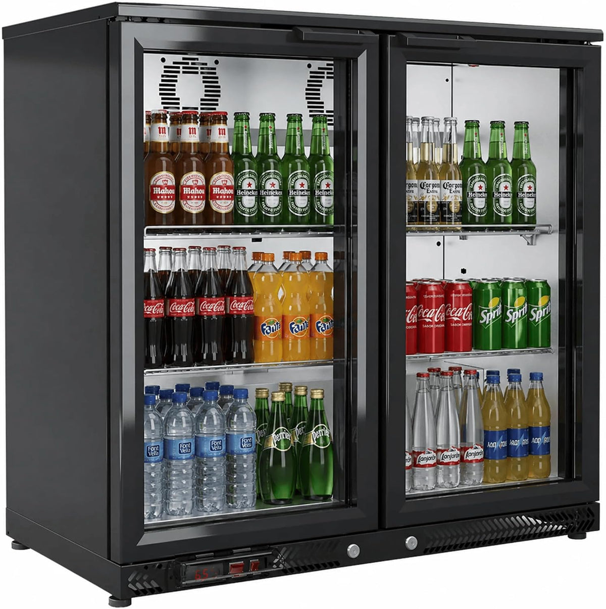 Frigorifero, MBH - MAQUINARIA BAR HOSTELERÍA, 210 litri, 8 °C, 240 V, Bianco, alluminio, 2 cassetti, illuminazione LED