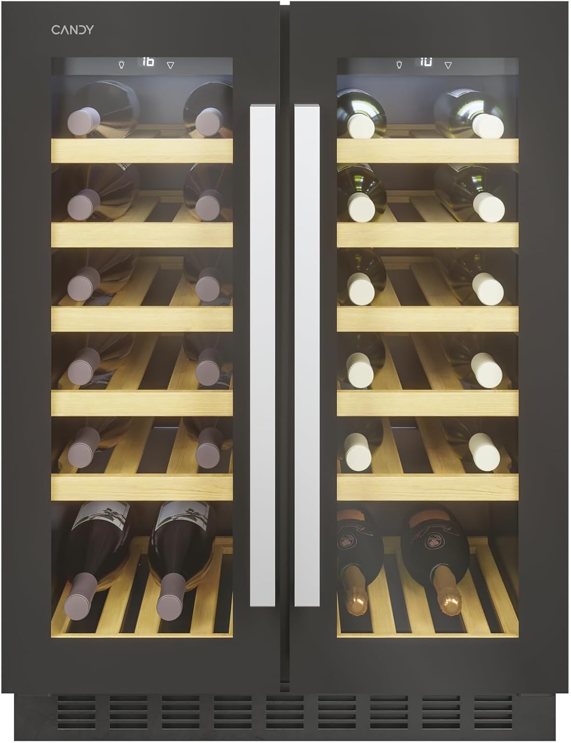 CANDY, Cantinetta vino, 38 Bottiglie, 83,3 × 59,5 × 56,2 cm, 5°C, Nero, illuminazione LED