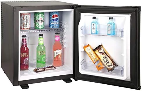 Hotelminibar.it, Mini frigorifero, 28 LITRI, 0 dB, 475 x 385 x 385 mm, Nero, illuminazione LED