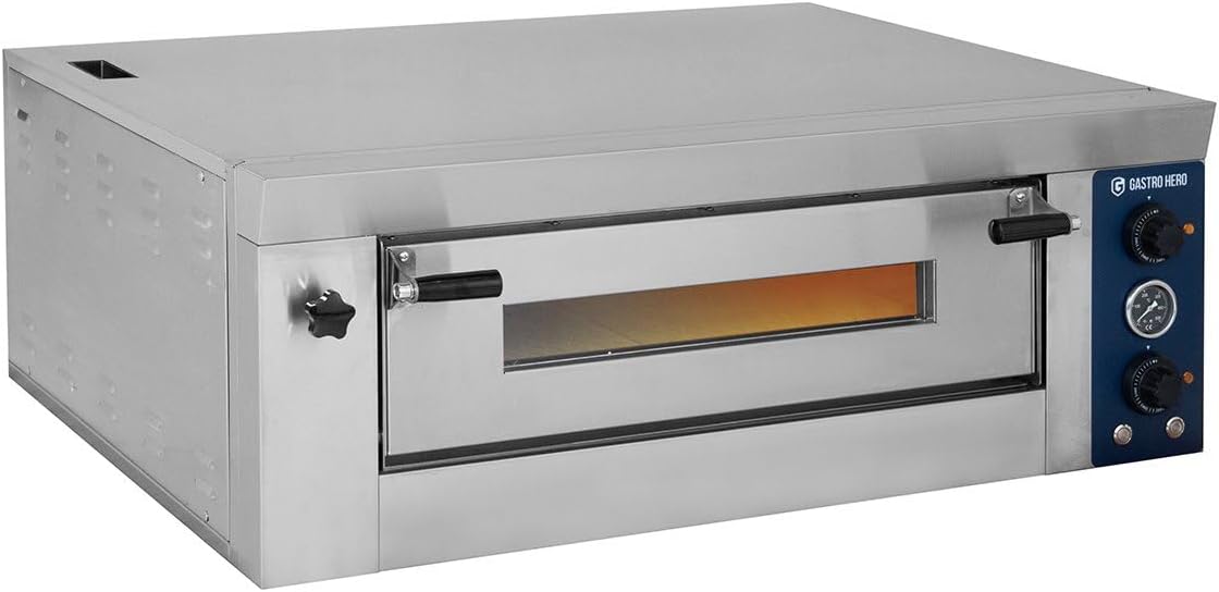 GastroHero, Forno per pizza, 6 x 34 cm, 8,8 kW, 400 V, Nero/Argento, timer