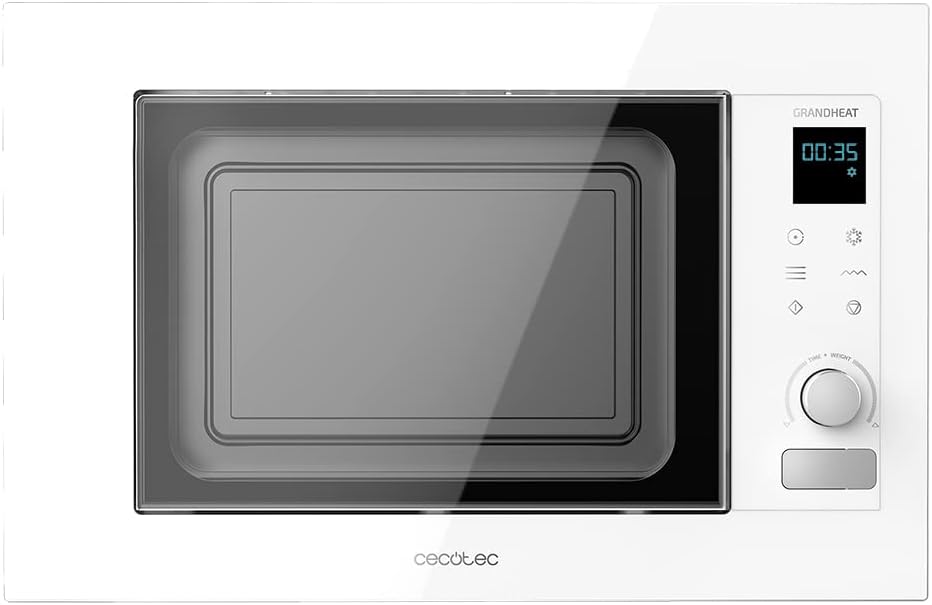 Cecotec, Forno a microonde, 21 litri, 1200 W, Bianco, acciaio inox, timer, funzione grill, 8 funzioni