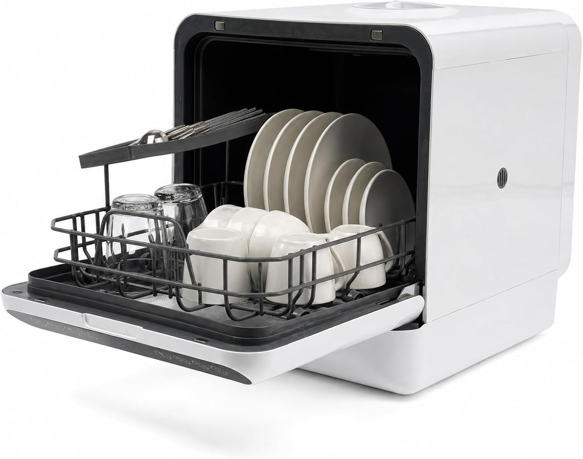 Tavolo, DAOHHFO, 1100 W, 6 l, 41 × 46 × 46 cm, Bianco, struttura pieghevole, illuminazione LED