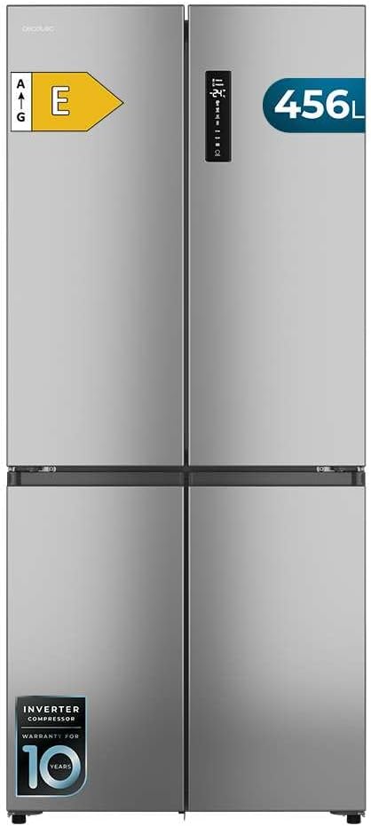 Cecotec, Frigorifero, 456 L, 4 mm, 60 cm, Argento, No Frost, motore inverter