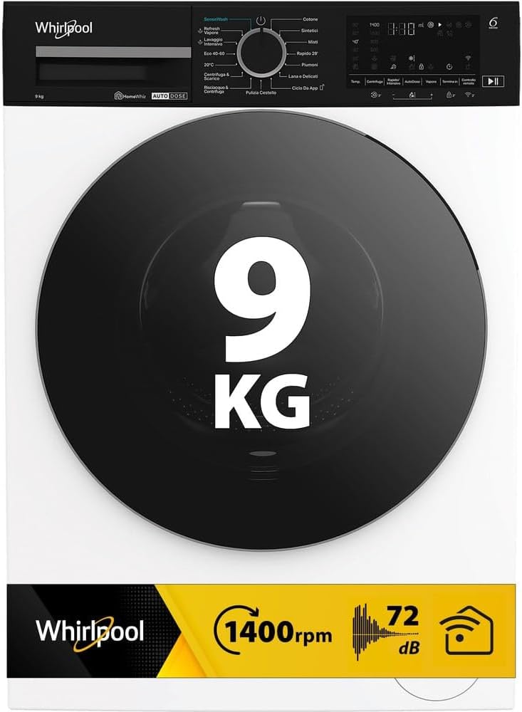 Whirlpool, Lavatrice, 9 kg, 912 W, Bianco, Wi-Fi