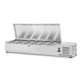 Royal Catering, Vetrine frigorifere, RCKV-140/33-6S, 140 x 33 cm, 40 L, 2-10 °C, Argento, acciaio inox, illuminazione LED