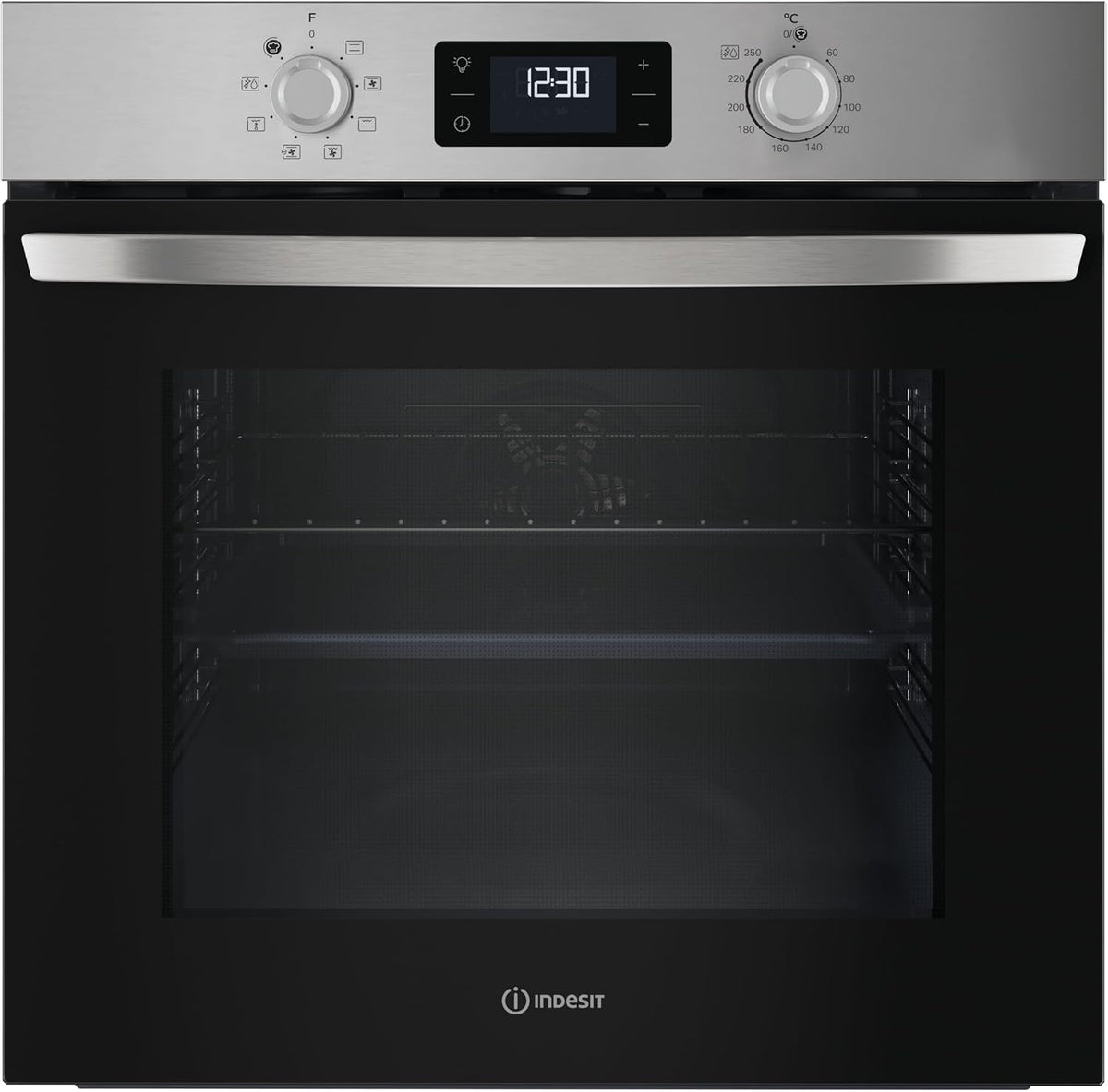 Indesit, Forno da incasso, Nero/Argento, funzione grill, 8 funzioni