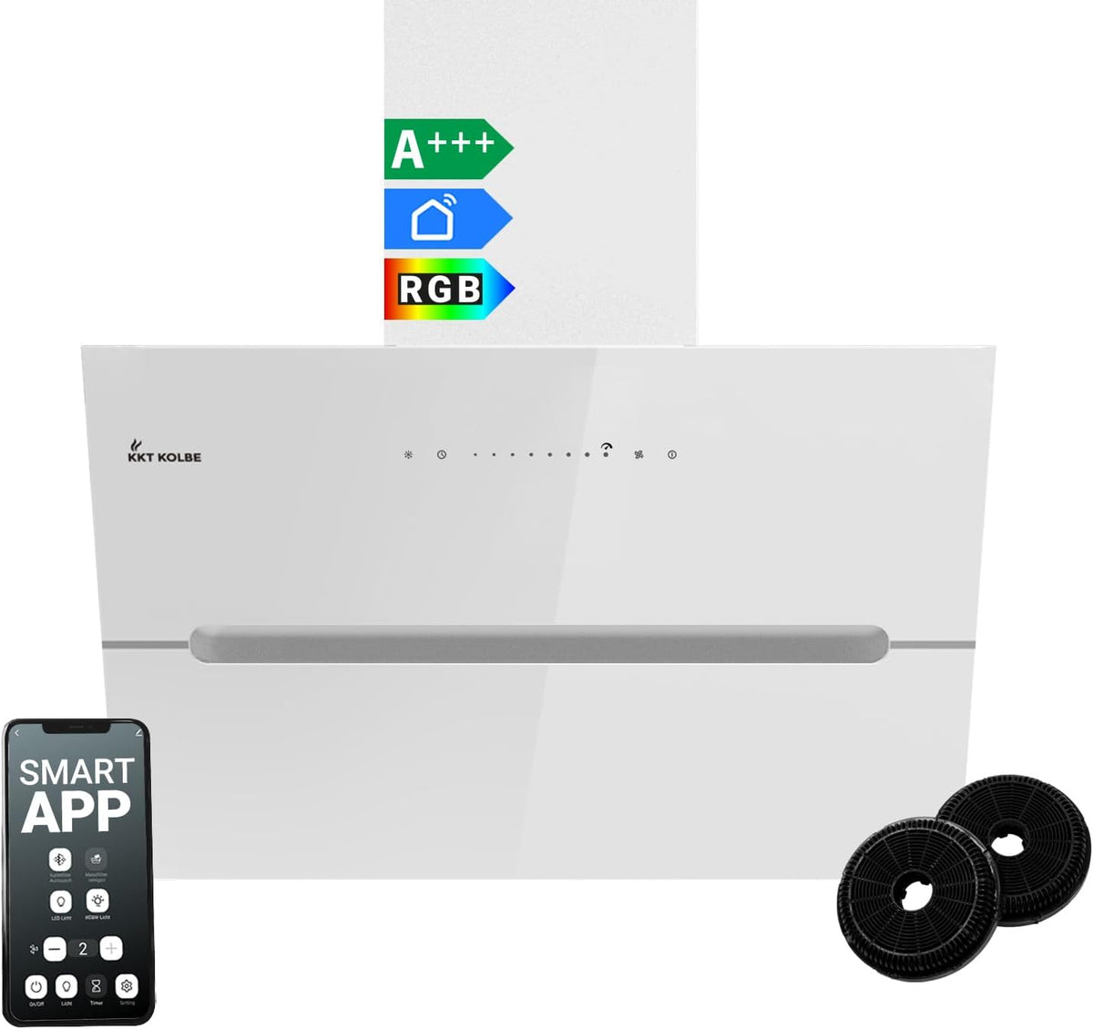 KKT KOLBE, Cappa aspirante, ECCO6005WM, 60 cm, Bianco, illuminazione LED, Wi-Fi