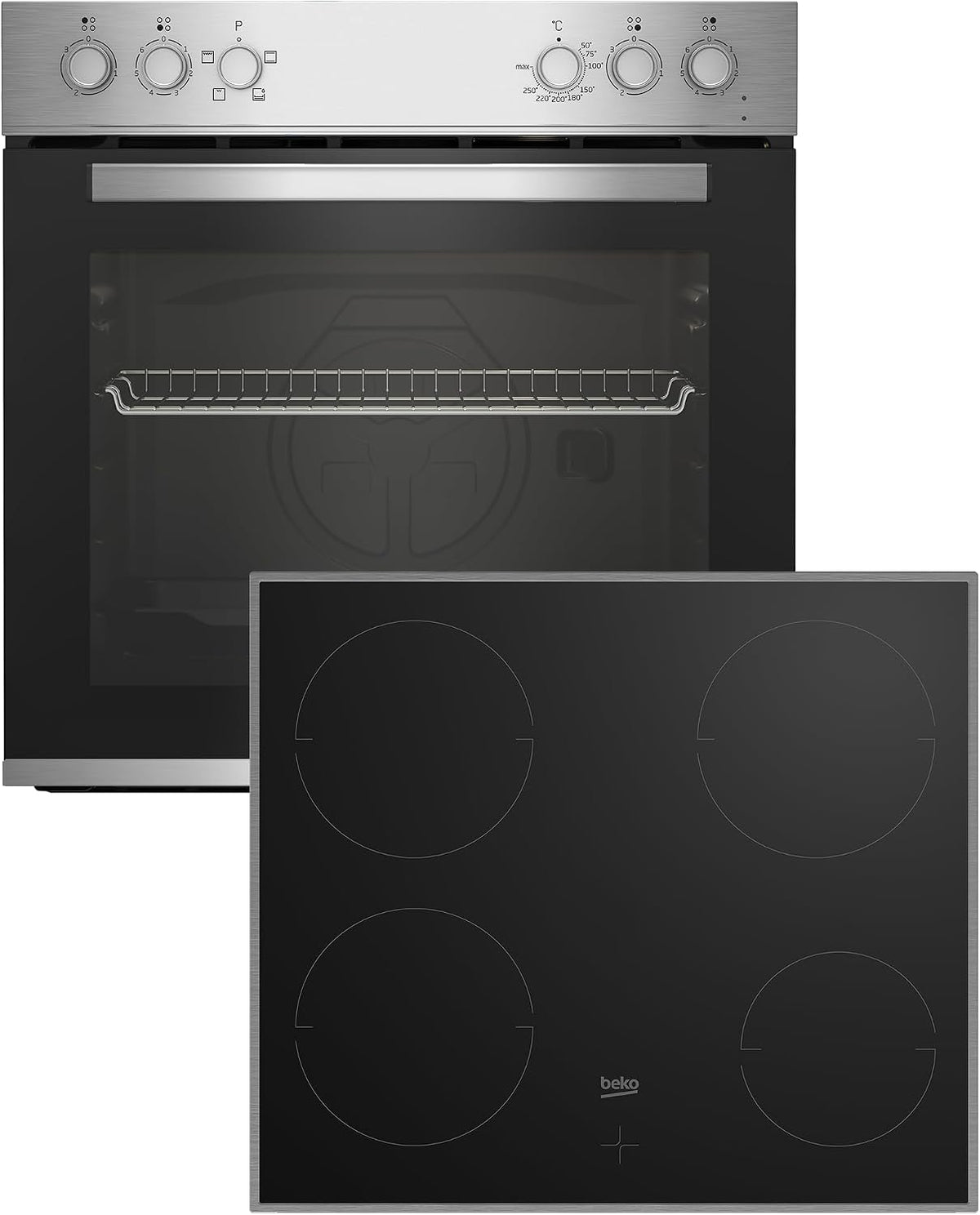 Beko, Piano cottura, BBUC12020X, 74 litri, 180 mm, 140 mm, Nero/Argento, acciaio inox, autopulizia, funzione grill, 4 funzioni