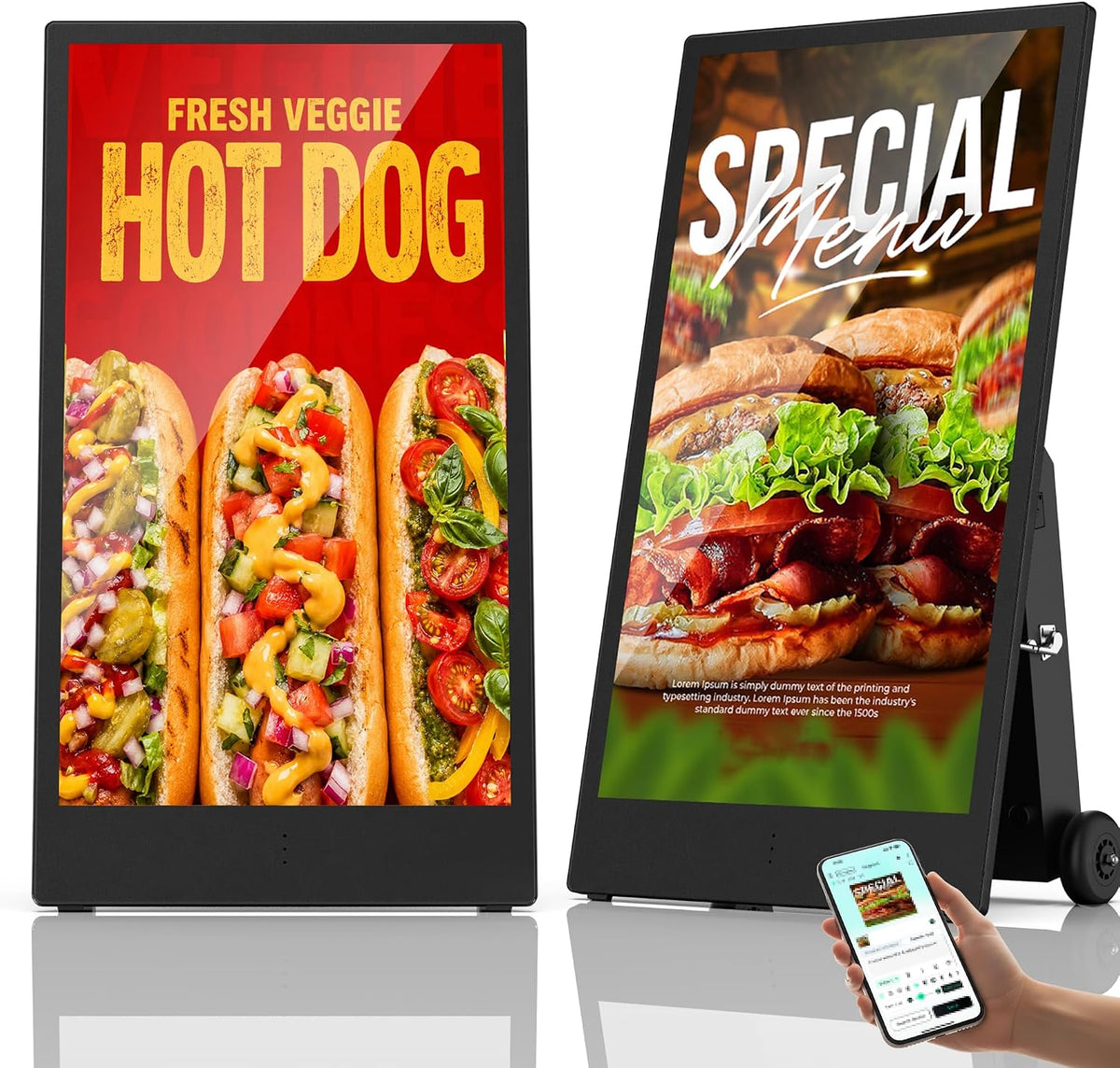 YIXZSWD, Display grafici LCD, 55 pollici, 1200 Wh, Nero, alluminio, struttura modulare, USB, Wi-Fi, telecomando