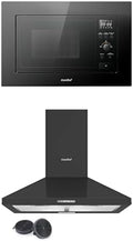 Cappa aspirante, PYRA17B-60, COMFEE', 20 Litri, 60 cm, 600×450×569 mm, Nero/Argento, acciaio inox, illuminazione LED, funzione grill, 8 Funzioni