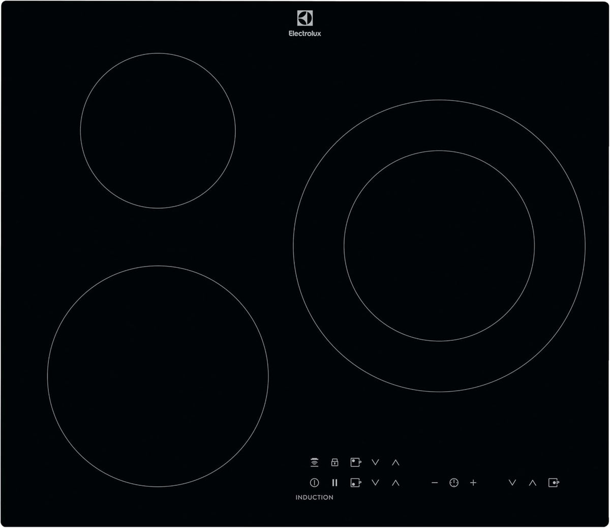 Electrolux, Piano cottura a induzione, LIT60336, 60 cm, 3,7 kW, 590 mm, Nero, vano contenitore, timer