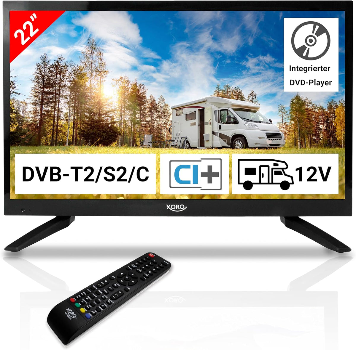 Xoro, Smart TV, 21,5 pollici, 12 V, Nero, USB