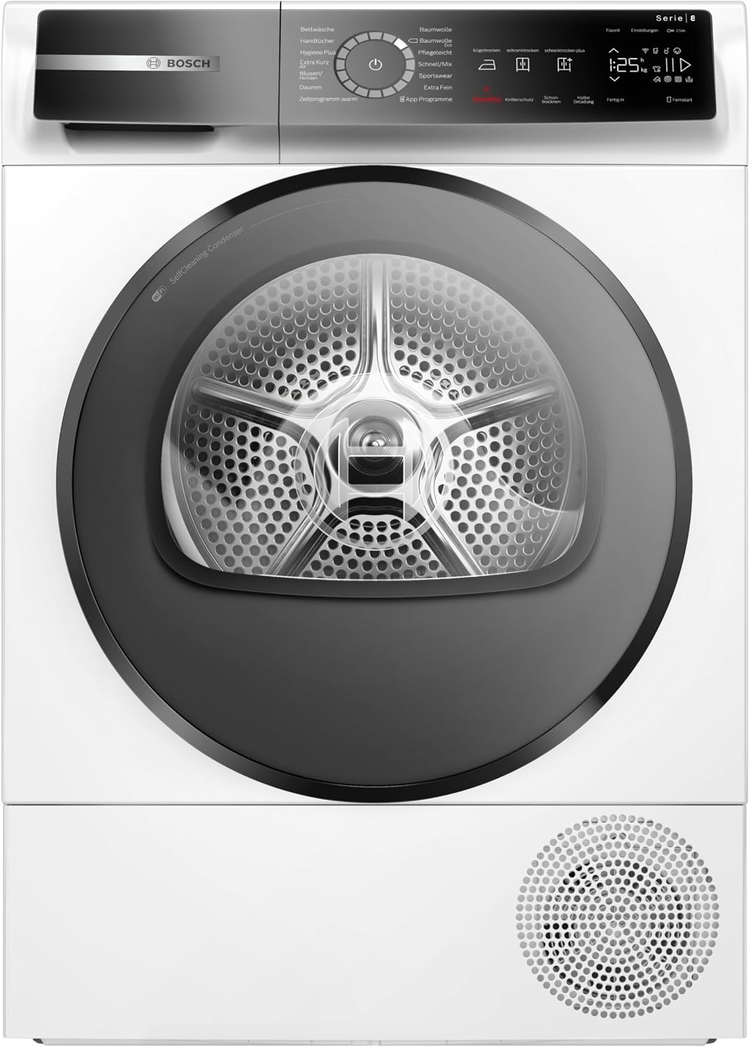 Bosch, Asciugatrice, WQB245B40, 9 kg, 60 cm, 85 cm, Bianco, acciaio inox, vano contenitore, illuminazione LED, pompa di calore
