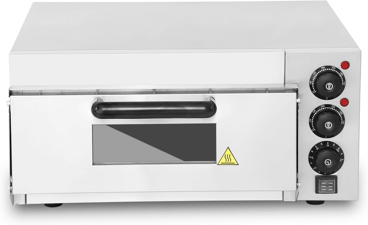 MBH - MAQUINARIA BAR HOSTELERÍA, Forno per pizza, 9 mm, 5 mm, 350 °C, Nero/Argento, acciaio inox, timer