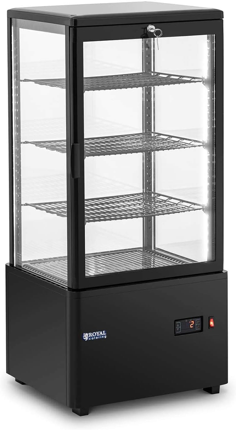 Royal Catering, Vetrine frigorifere, RCCC-78-BT, 78 L, 40 x 99 cm, 2 - 10 °C, Nero, illuminazione LED