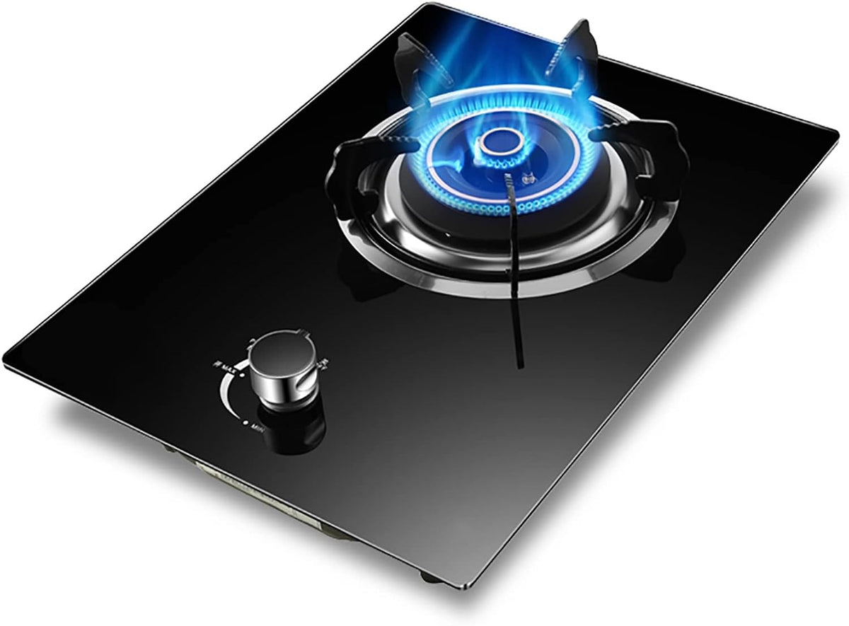 Piano cottura a gas, Samnuerly, 4,0 kW, 43 cm, Nero, acciaio inox, spegnimento automatico