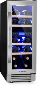 Cantinetta vino, KLARSTEIN, 53 L, 17 Bottiglie, 5-12°C, Nero, acciaio inox, illuminazione LED