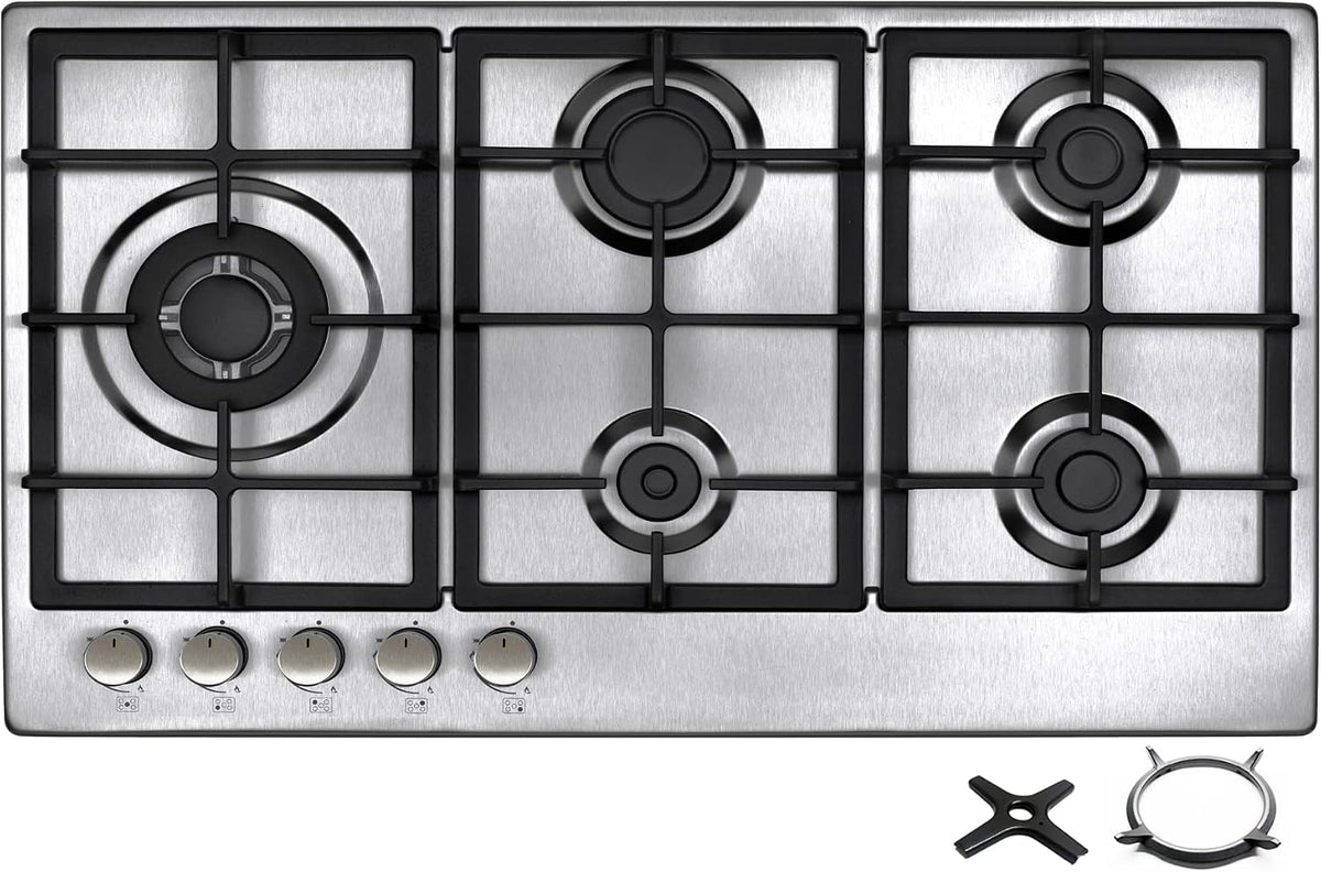 Phönix Germany, Piano cottura a gas, PS-901LT, 86 x 52 x 6 cm, 90 cm, 10,8 kW, Argento, acciaio inox