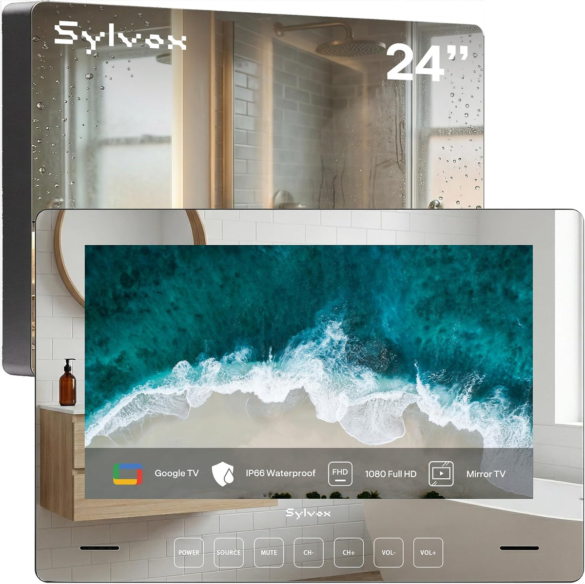 SYLVOX, Smart TV, 1080P, Nero, Bluetooth, Wi-Fi
