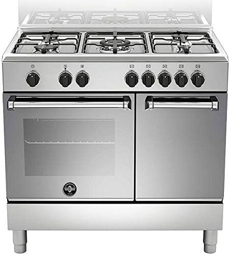 Bertazzoni La Germania, Piano cottura a gas, AMN9P5EXV, 90x60 cm, 69 l, 7 cm, Argento/Nero, acciaio inox, funzione grill
