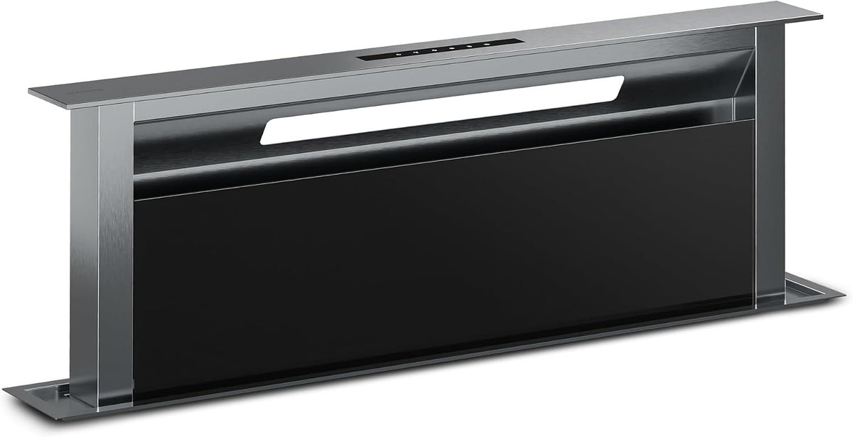 KLARSTEIN, Cappa aspirante, 90 cm, 906,2 m³/h, 88 × 35,6 × 72,9 cm, Nero, acciaio inox, illuminazione LED
