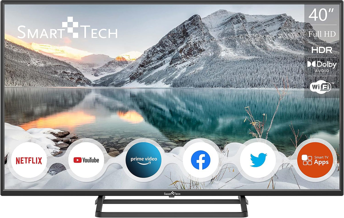 Smart Tech, Smart TV, SMT40N30FV1U1B1, 13.7 L, 39,5 pollici, 100 cm, Nero, illuminazione LED, USB