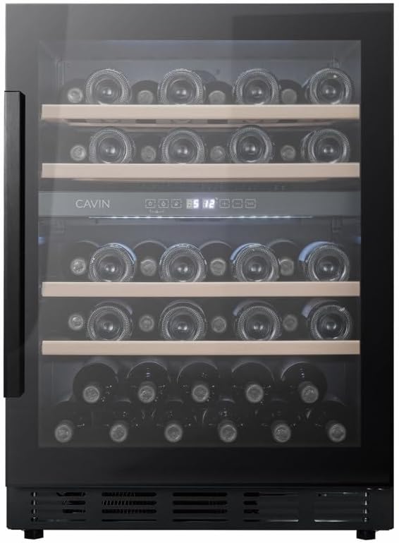 Cantinetta vino, 60D, Cavin, 46 bottiglie, Nero, illuminazione LED, protezione UV