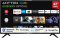 Antteq, Smart TV, AG42F3, 42 Pollici, 106 cm, Nero, illuminazione LED, Bluetooth, Wi-Fi