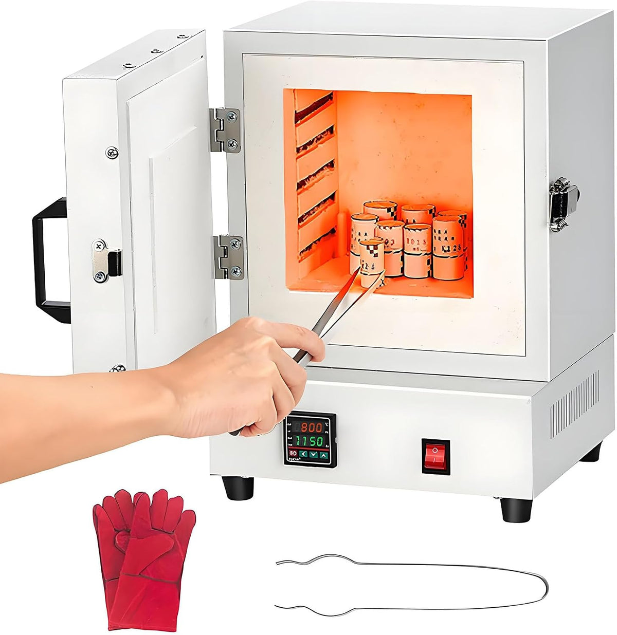 ZXSYYDS, Forno elettrico, 2000 W, 16 x 16 x 13,8 cm, 1150 °C, Nero/Argento
