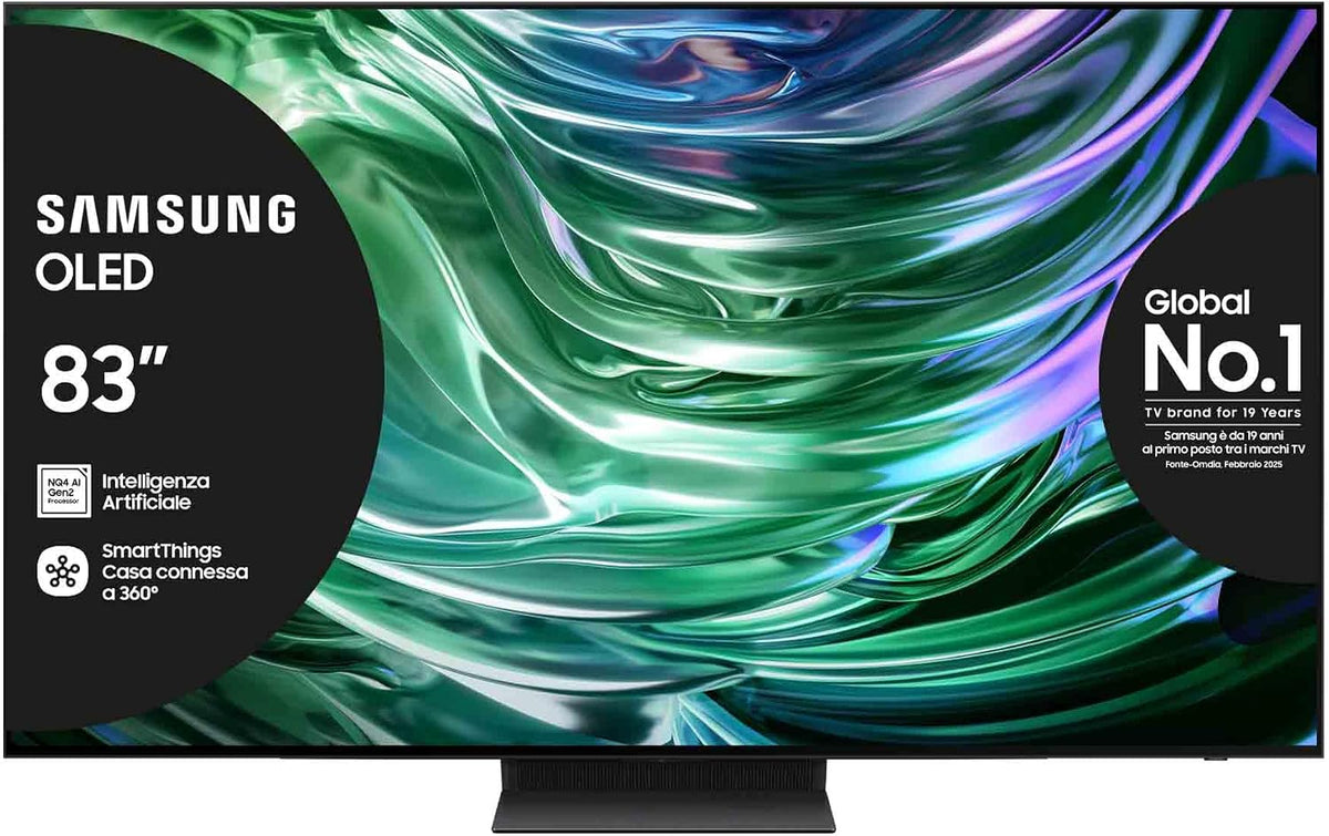 Samsung, Smart TV, QE83S90DAEXZT, 185.1 x 113.4 x 35.9 cm, 83 pollici, Nero, Bluetooth, Wi-Fi, telecomando, funzionamento senza fili