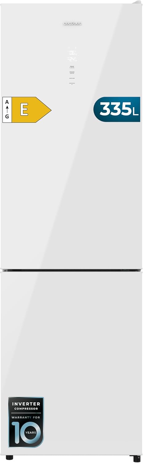 Cecotec, Frigorifero combinato, 335 L, 195,3 cm, 59,5 cm, Bianco, illuminazione LED, No Frost, motore inverter