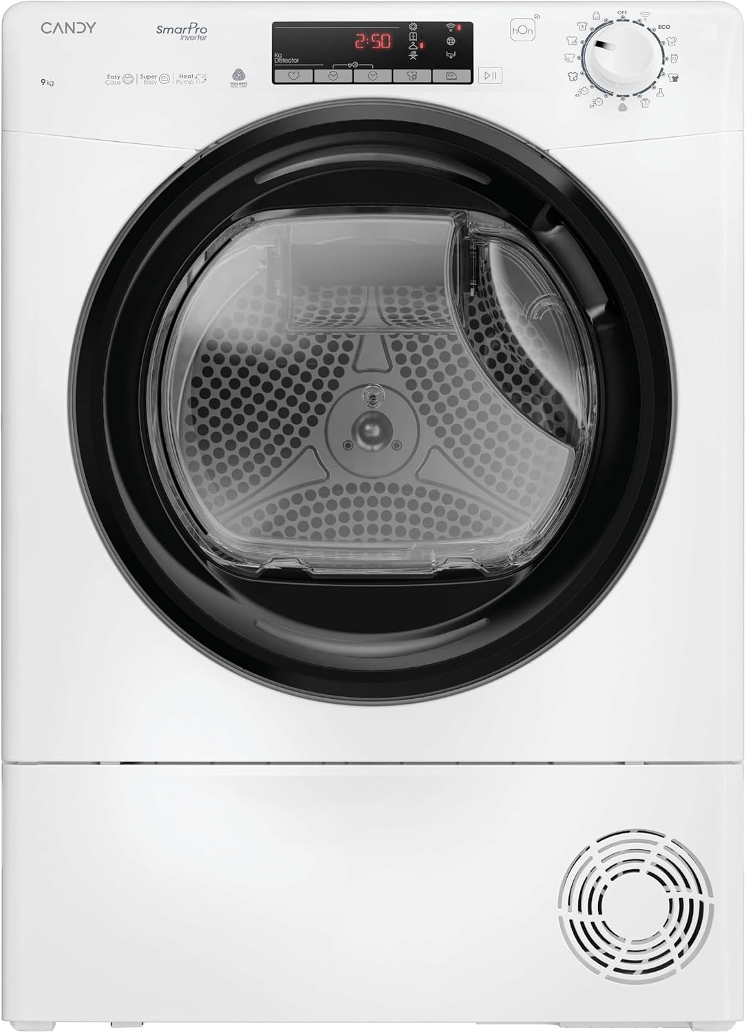 CANDY, Asciugatrice, EH9N4TBE-S, 9 KG, 63 dB, Bianco, Wi-Fi, motore inverter, pompa di calore