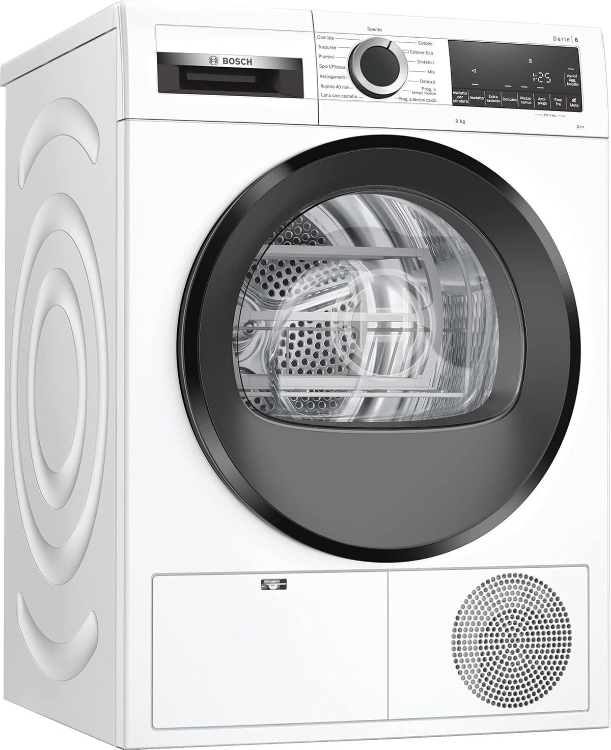 Asciugatrice, WQG24100IT, Bosch, 9 kg, Bianco, illuminazione LED, pompa di calore