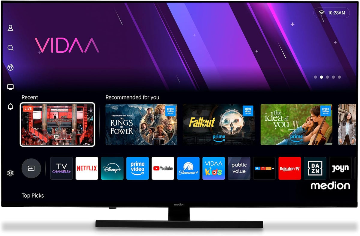 MEDION, Smart TV, 55 pollici, 138,8 cm, Nero, Bluetooth, telecomando