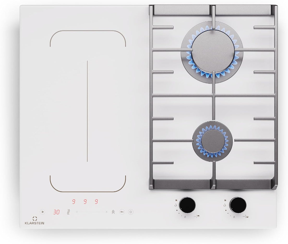 KLARSTEIN, Piano cottura a induzione, 7 kW, 58,5 Cm, Bianco, timer