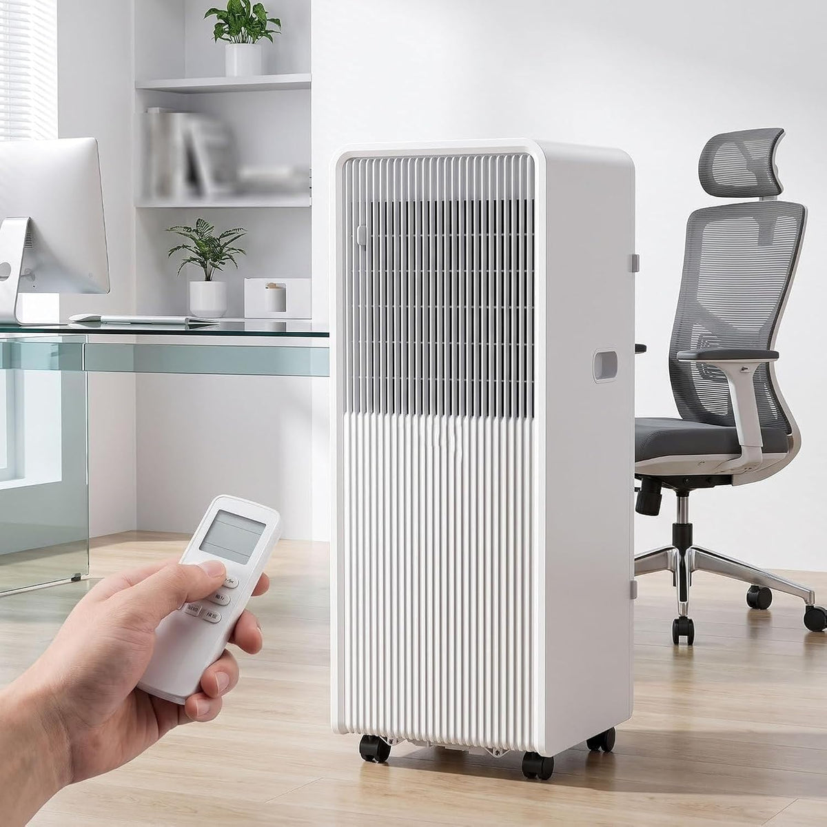 AIEIJJH, Condizionatore, 12000 BTU, 16°C, 23 litri, Bianco, telecomando, timer, spegnimento automatico