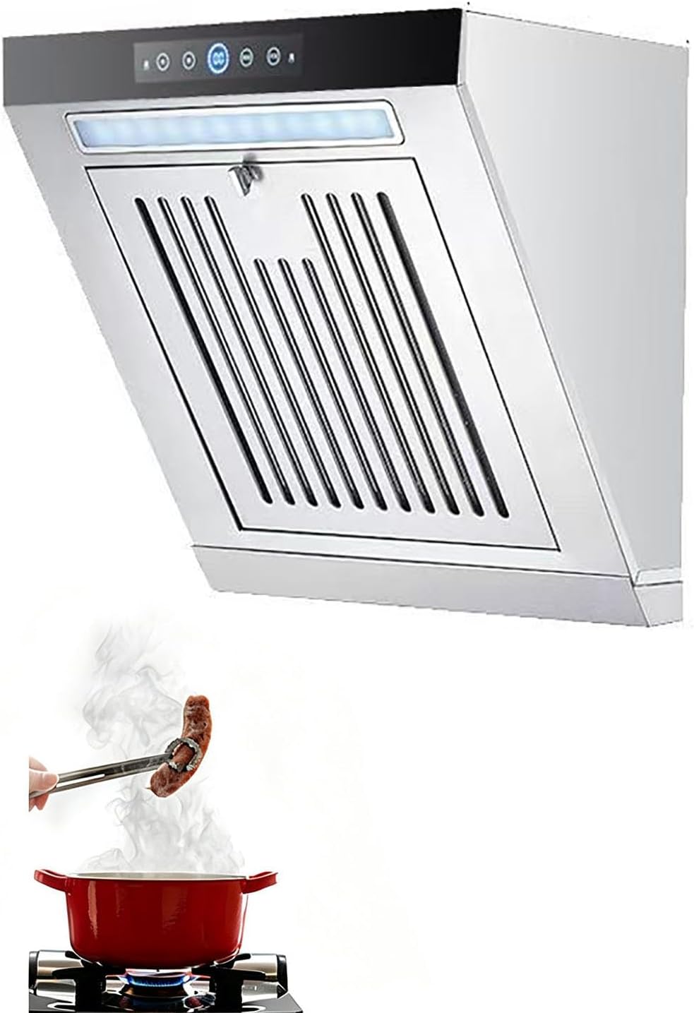 Cappa aspirante, QINPI, 19 M, 395 × 380 × 275 mm, Grigio, acciaio inox, autopulizia