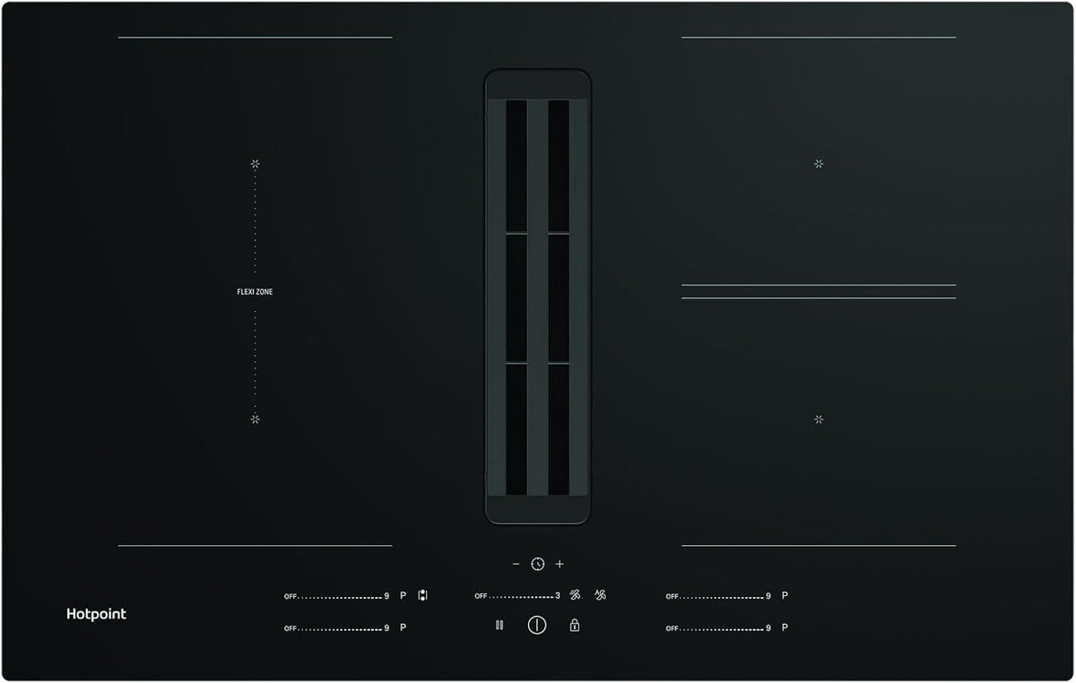 Hotpoint, Piano cottura a induzione, TVH80FB01, 82 cm, 210 x 180 mm, Nero, timer