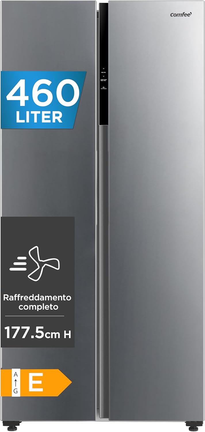 COMFEE', Frigorifero, RCS609IX2, 460 L, Argento, illuminazione LED, No Frost, motore inverter