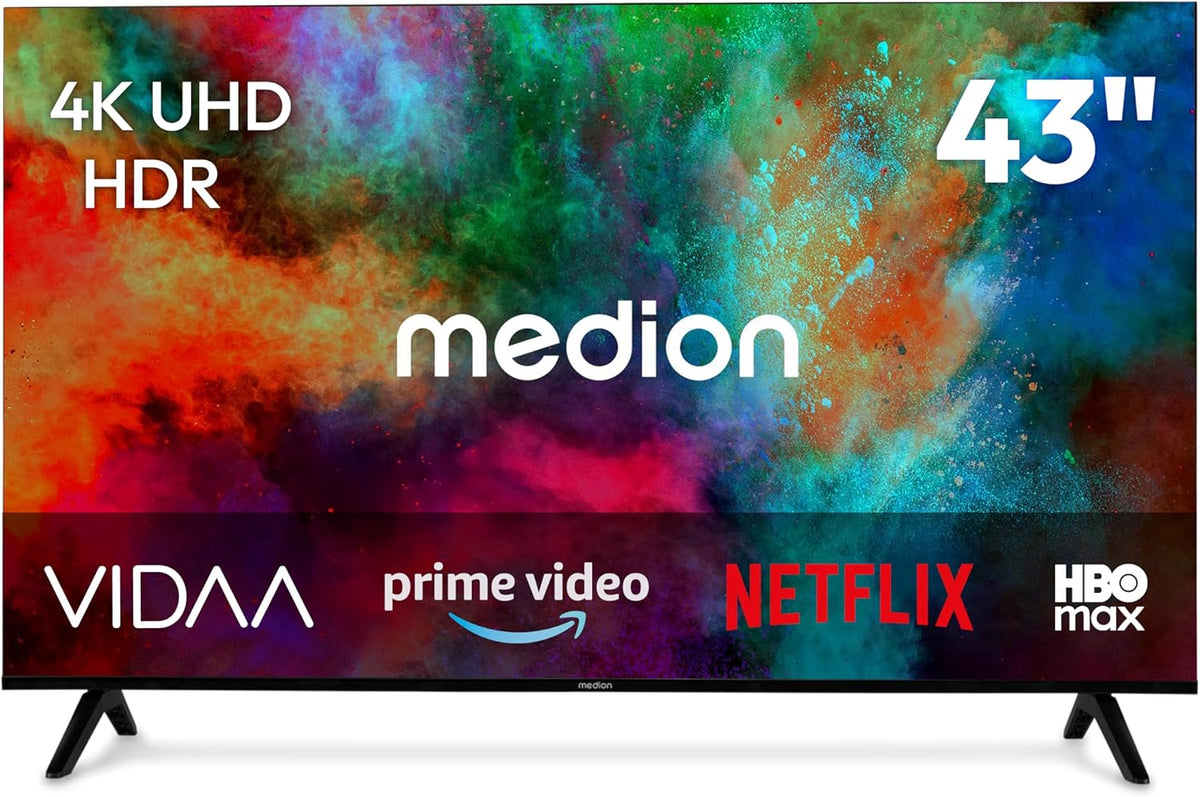 MEDION, Smart TV, MD843201, 108 cm, Nero, Bluetooth, telecomando, funzionamento senza fili
