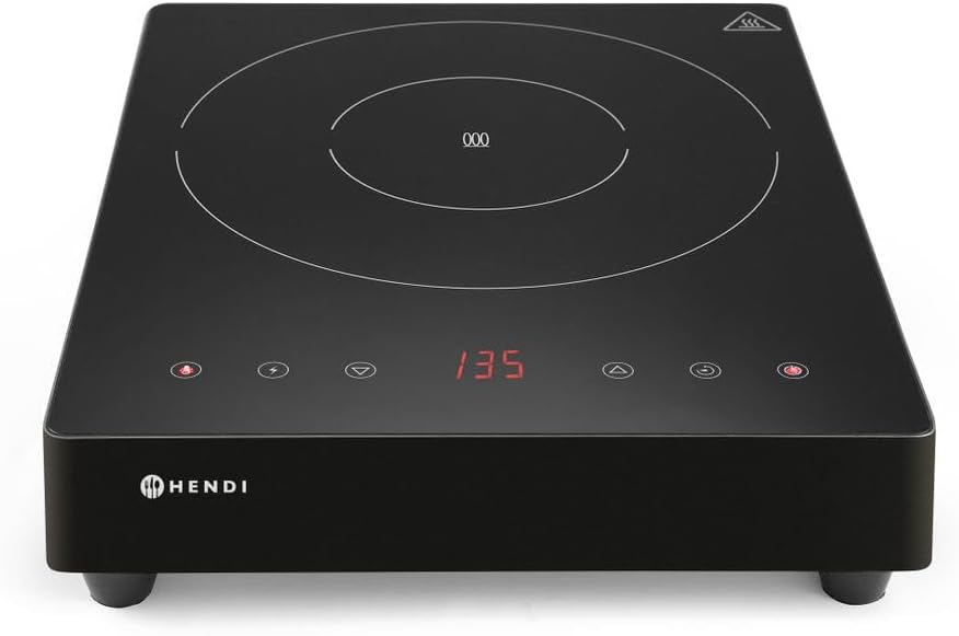 HENDI, Piano cottura a induzione, 60–240 °C, 230 V, 3500 W, Argento/Nero, acciaio inox, timer, protezione dal surriscaldamento